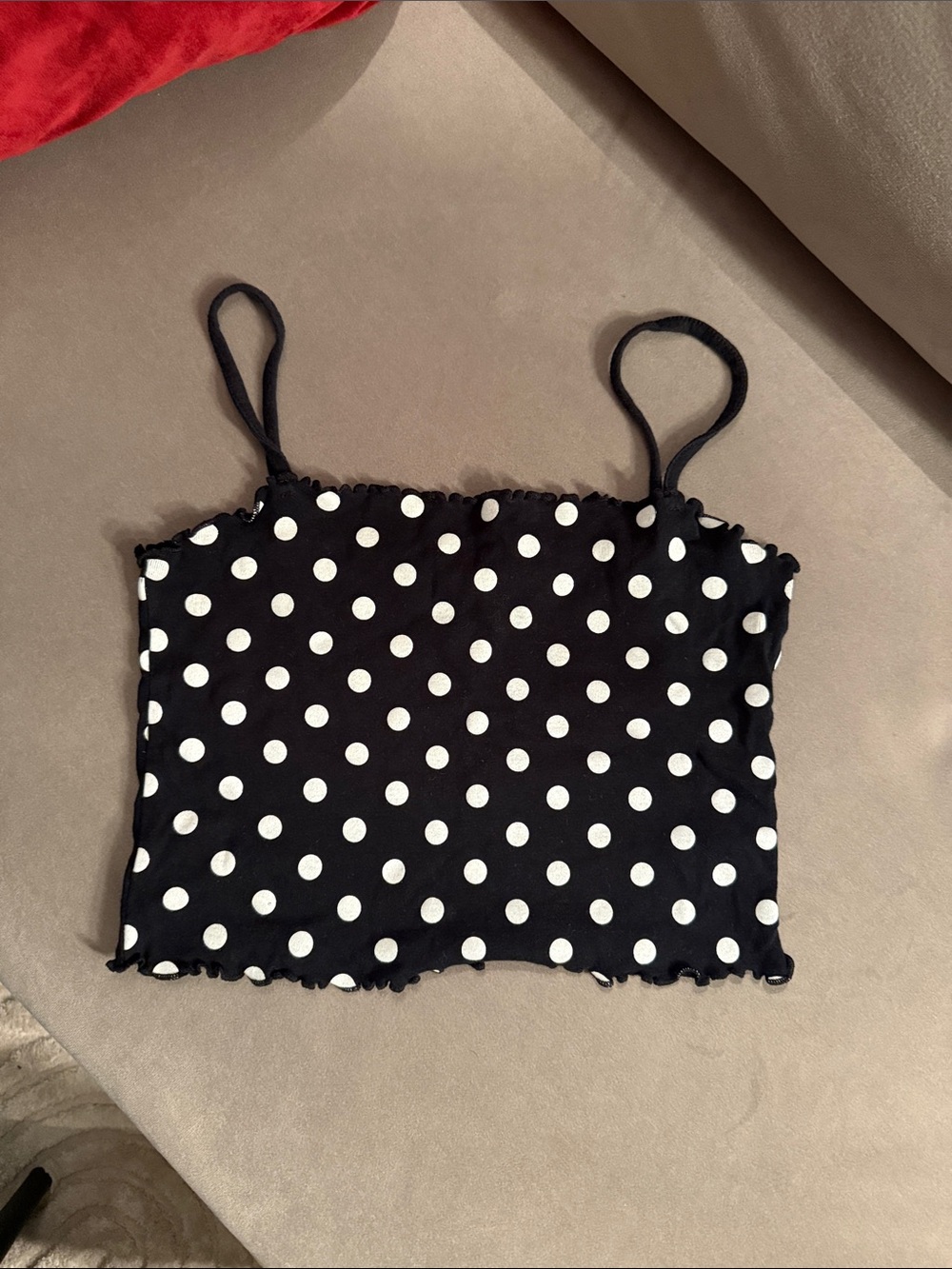Topshop Black & White Polka Dot Crop Top